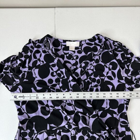 Rachel Parcell Womens Dress 8 Black Lavender Retro Jersey Wrap Abstract Work - Picture 6 of 12